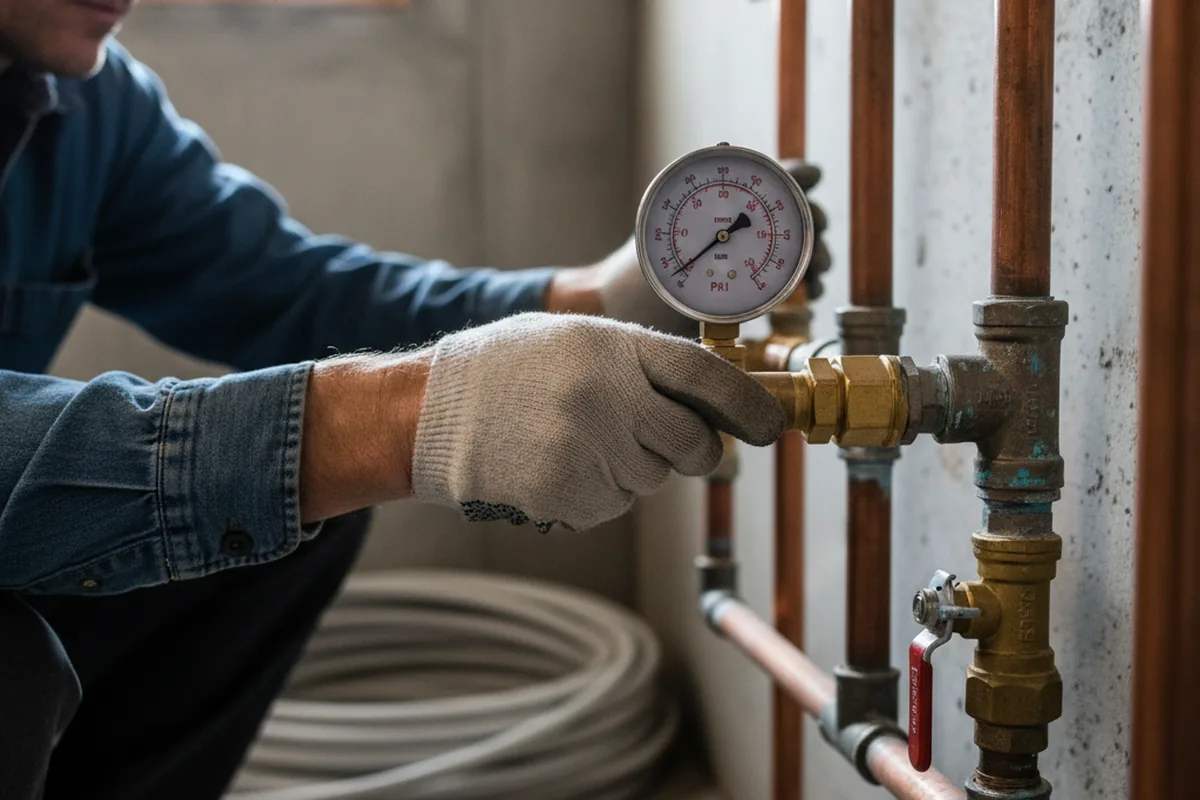 Pressure testing a repaired line during Water Line Repair in Speonk